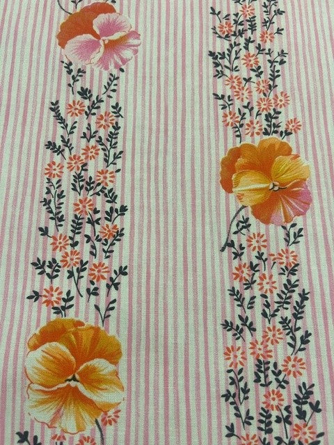 Designers Guild - Pansy Stripe Peony in Pink & Orange - 100% Cotton - 142cm