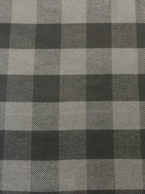 Grey & Black Check - 100% Wool - 150cm Wide