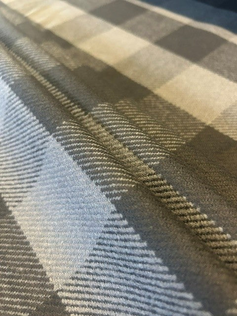 Grey & Black Check - 100% Wool - 150cm Wide