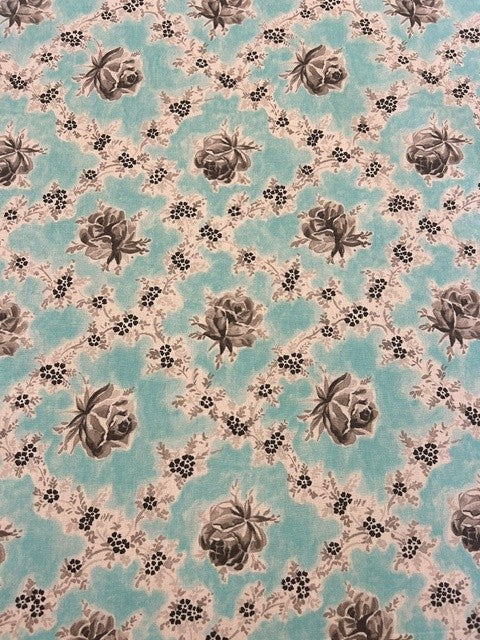 Designers Guild - Wild Rose Aqua - 100% Cotton - 142cm