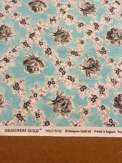 Designers Guild - Wild Rose Aqua - 100% Cotton - 142cm