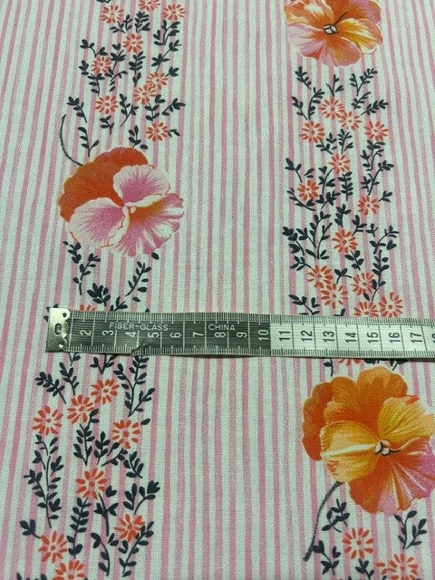 Designers Guild - Pansy Stripe Peony in Pink & Orange - 100% Cotton - 142cm