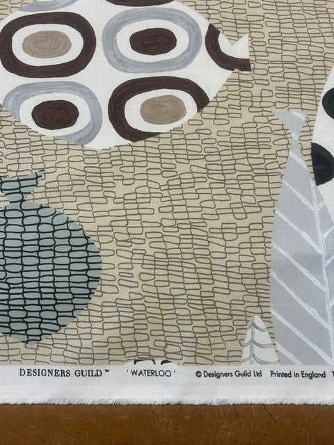 Designers Guild - Waterloo Grey & Ecru - 100% Cotton - 138cm