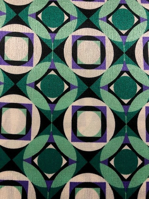 Emerald Green Geometric Block Print Fabric