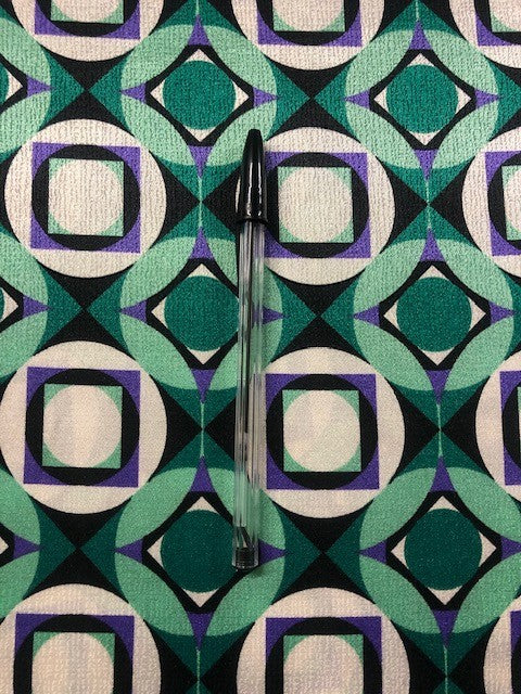 Emerald Green Geometric Block Print Fabric