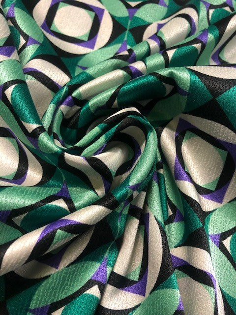 Emerald Green Geometric Block Print Fabric