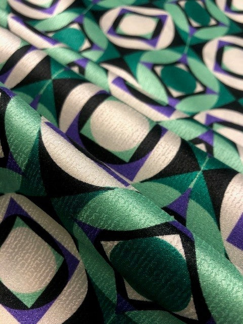 Emerald Green Geometric Block Print Fabric