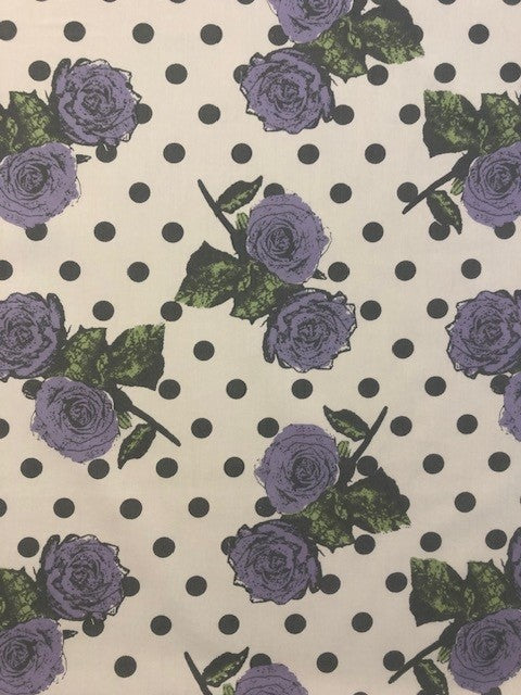 Extra-Wide Vintage Style Lavender Floral Cotton – 153 cm Wide Lightweight Dress Fabric