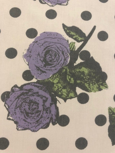 Extra-Wide Vintage Style Lavender Floral Cotton – 153 cm Wide Lightweight Dress Fabric