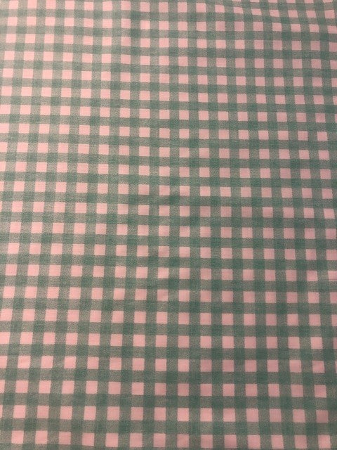 Mint Green & White Check Cotton – Lightweight Dressmaking Fabric