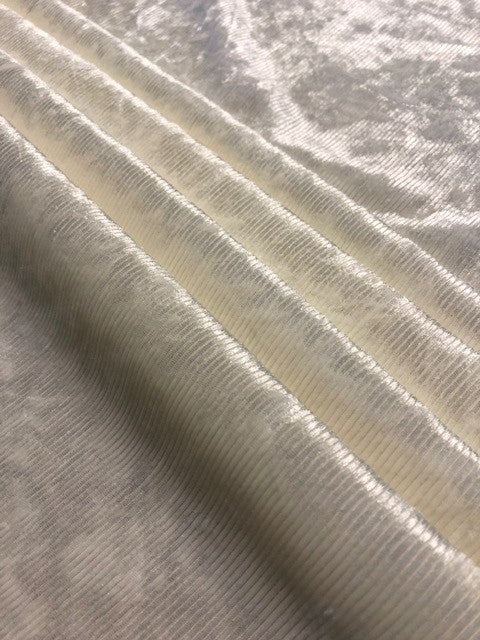 Ivory Ribbed Velour Fabric – Luxurious Soft Stretch for Autumn/Winter Garments