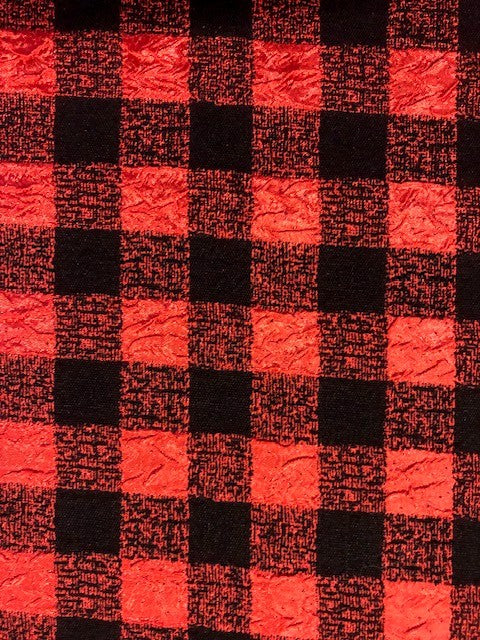 Bold lumberjack-style crinkle check fabric, 140cm wide.