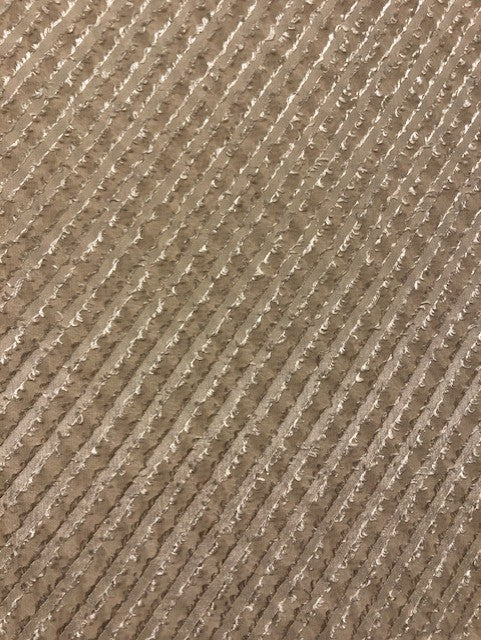 Diagonal Burnout Fabric with Short Fringe – Champagne Soft Beige