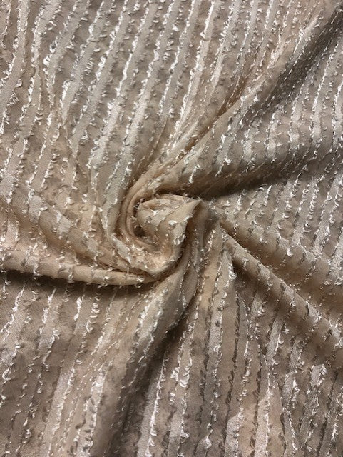 Diagonal Burnout Fabric with Short Fringe – Champagne Soft Beige