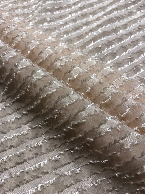 Diagonal Burnout Fabric with Short Fringe – Champagne Soft Beige