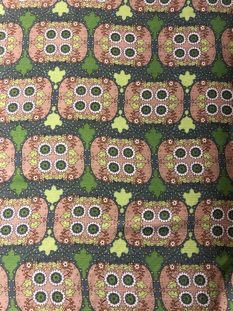 Lime, Green & Brown Jaal Print Fabric