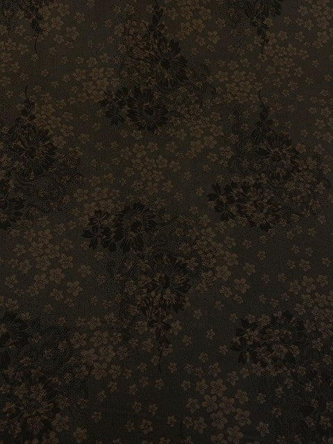 Taupe Tonal Layered Floral Print on Chocolate Brown Base - 100% Polyester - 150cms Wide