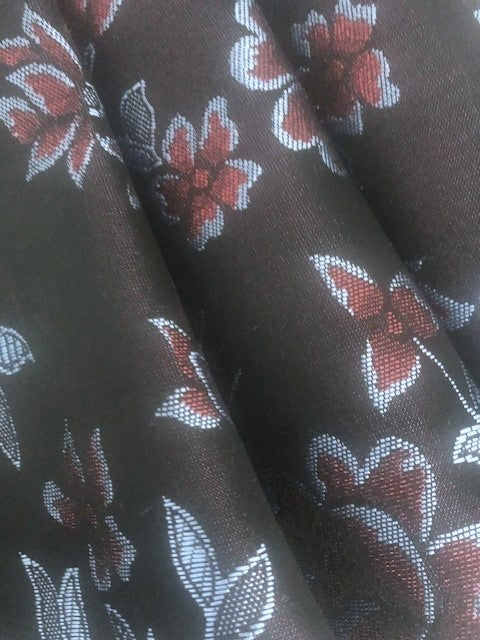 Burgundy Lurex Flower Jacquard on Sky/Black – Elegant Statement Fabric