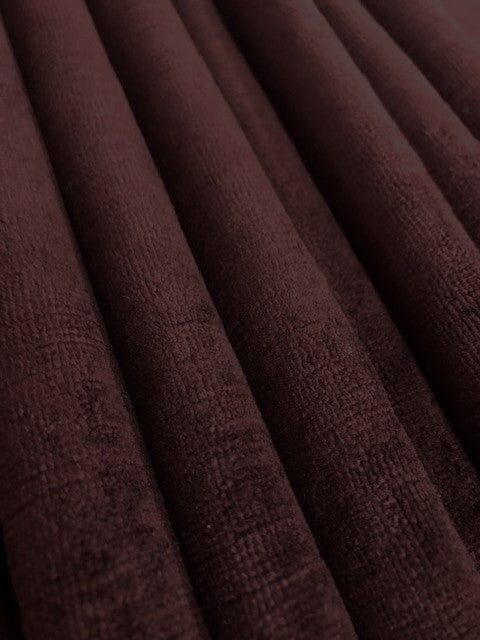 Claret Short Pile Two Tone Ribbed Velvet Furnishing