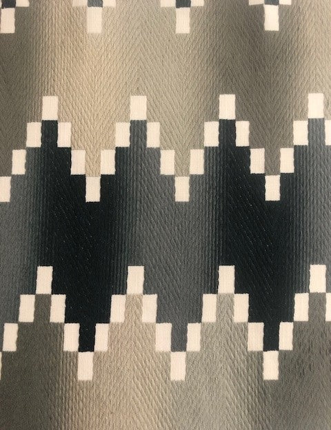 Slate Grey & Silver Block Design on Herringbone Weave Furnishing