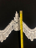 Ivory Lace Embroidery Scalloped Trim with Pearl