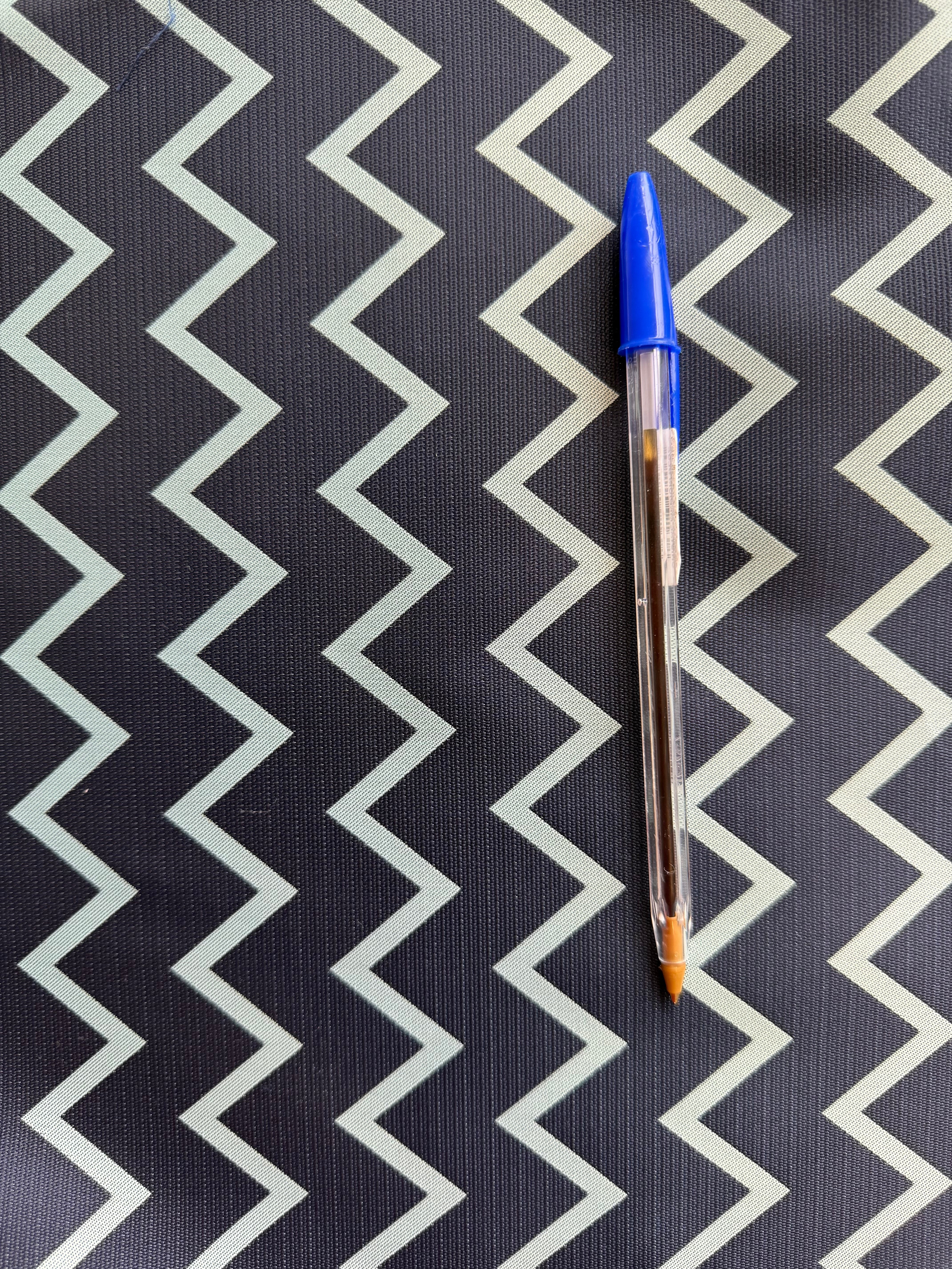 Navy & Cambridge Blue Zigzag Polyester Fabric Remnant – 4.5 Metres x 63 cm