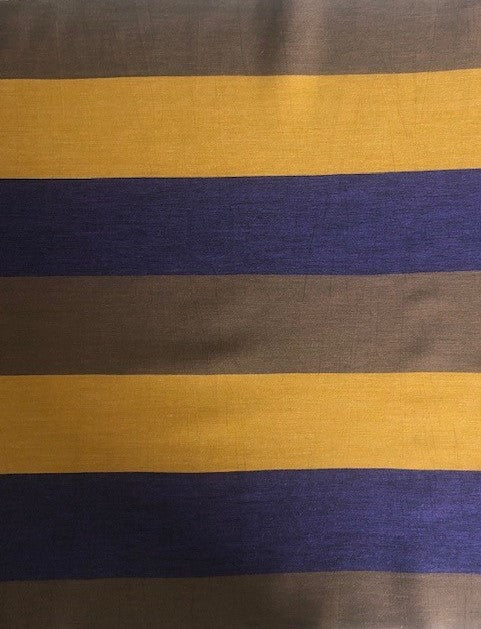 Dark Purple/Orange/Chocolate Broad Stripes. Stripes Run Across The Fabric