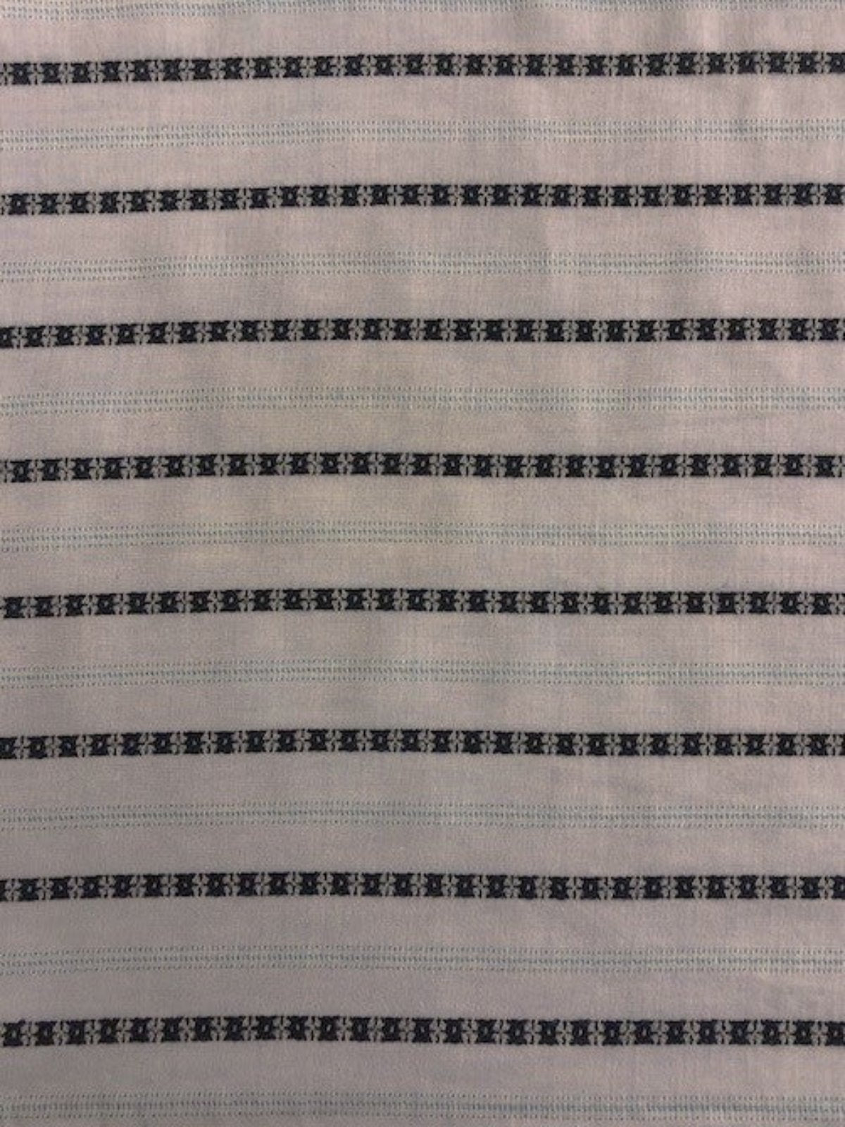 Black & Turquoise Embroidered Stripe on Pale Blue Lightweight Fabric