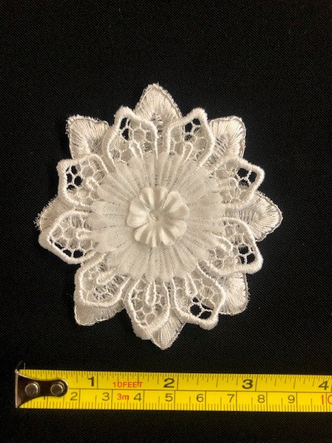 Ivory Double Flower Embroidered Applique ( sold as singles)