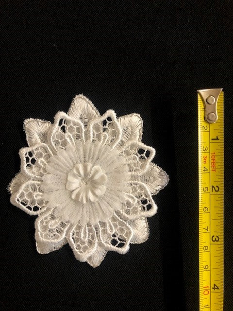 Ivory Double Flower Embroidered Applique ( sold as singles)