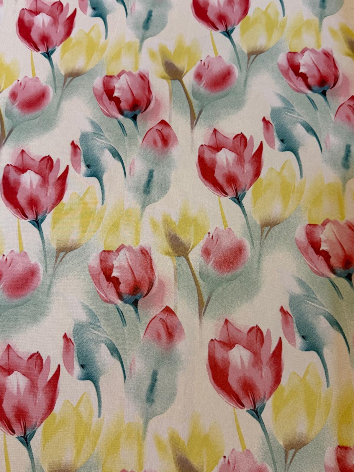 Ivory Pastel Floral Printed Chiffon Fabric | Silky Summerwear & Occasion Wear Fabric