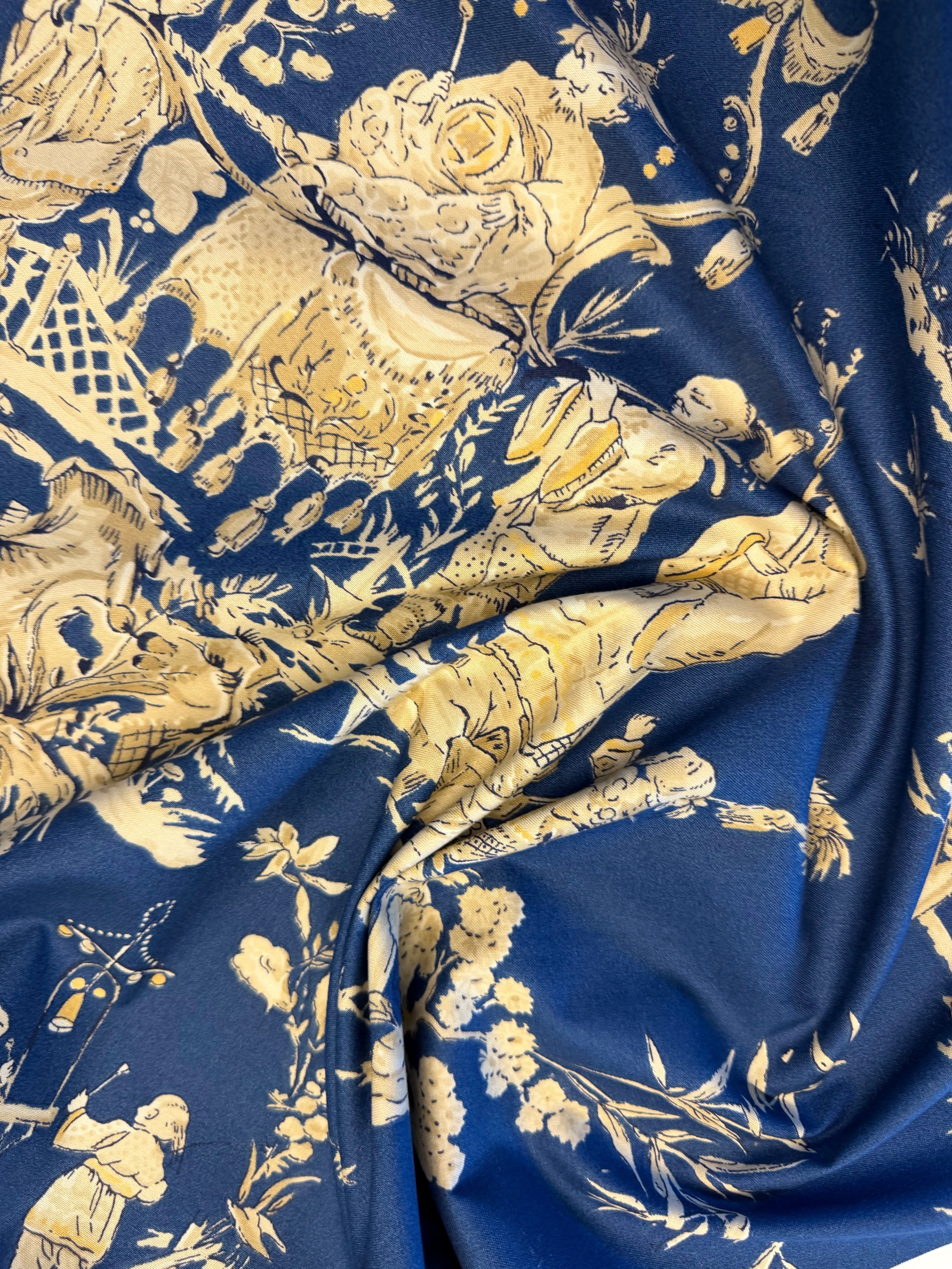 Tea House Furnishing Fabric by Romo – Navy Oriental Print