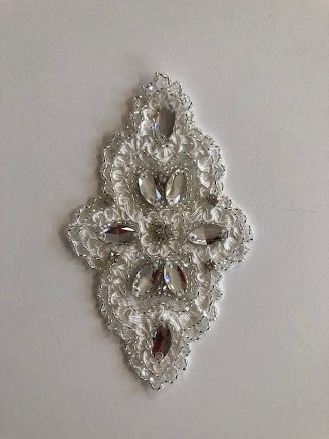 Ivory with Large Crystals Diamond Applique