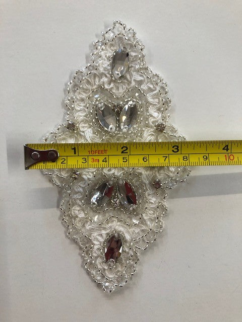 Ivory with Large Crystals Diamond Applique