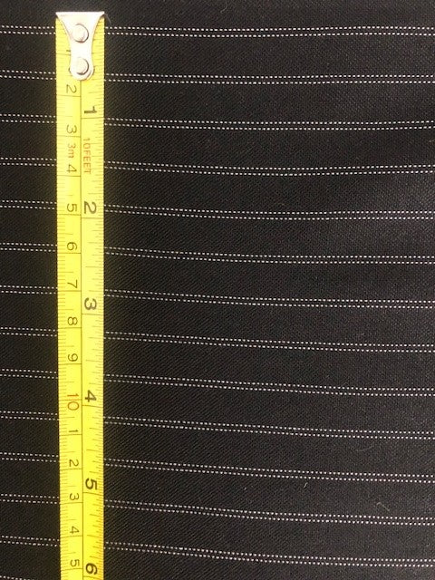 Double Pinstripe On Black With One Way Stretch. Stripes Run Across The Fabric