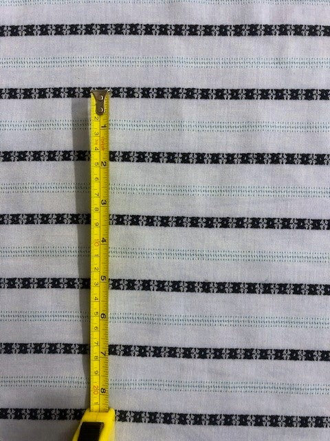 Black & Turquoise Embroidered Stripe on Pale Blue Lightweight