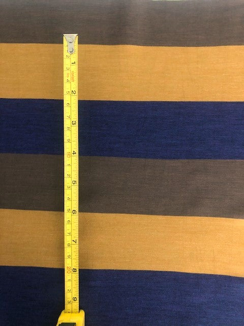 Dark Purple/Orange/Chocolate Broad Stripes. Stripes Run Across The Fabric