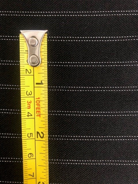 Double Pinstripe On Black With One Way Stretch. Stripes Run Across The Fabric