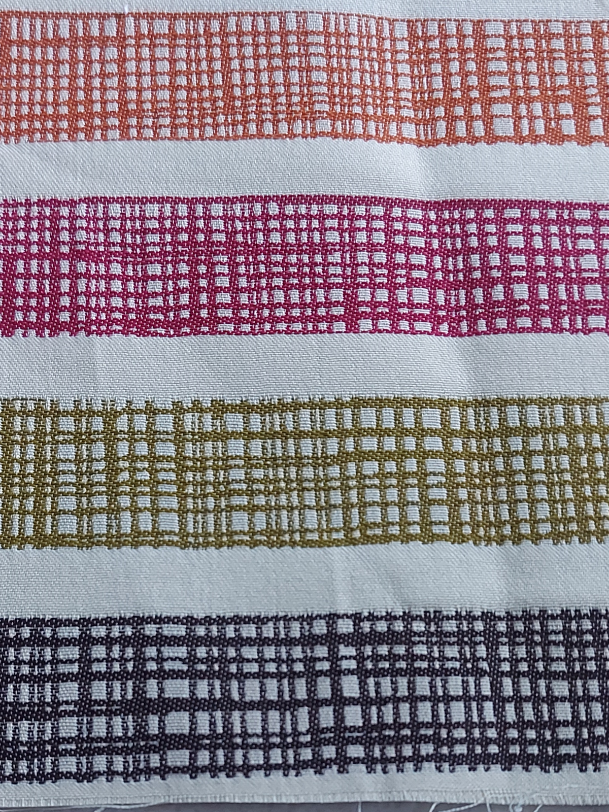 Lime, Fuchsia, Orange & Charcoal Basket Weave Effect – Fire Resistant Cotton Fabric