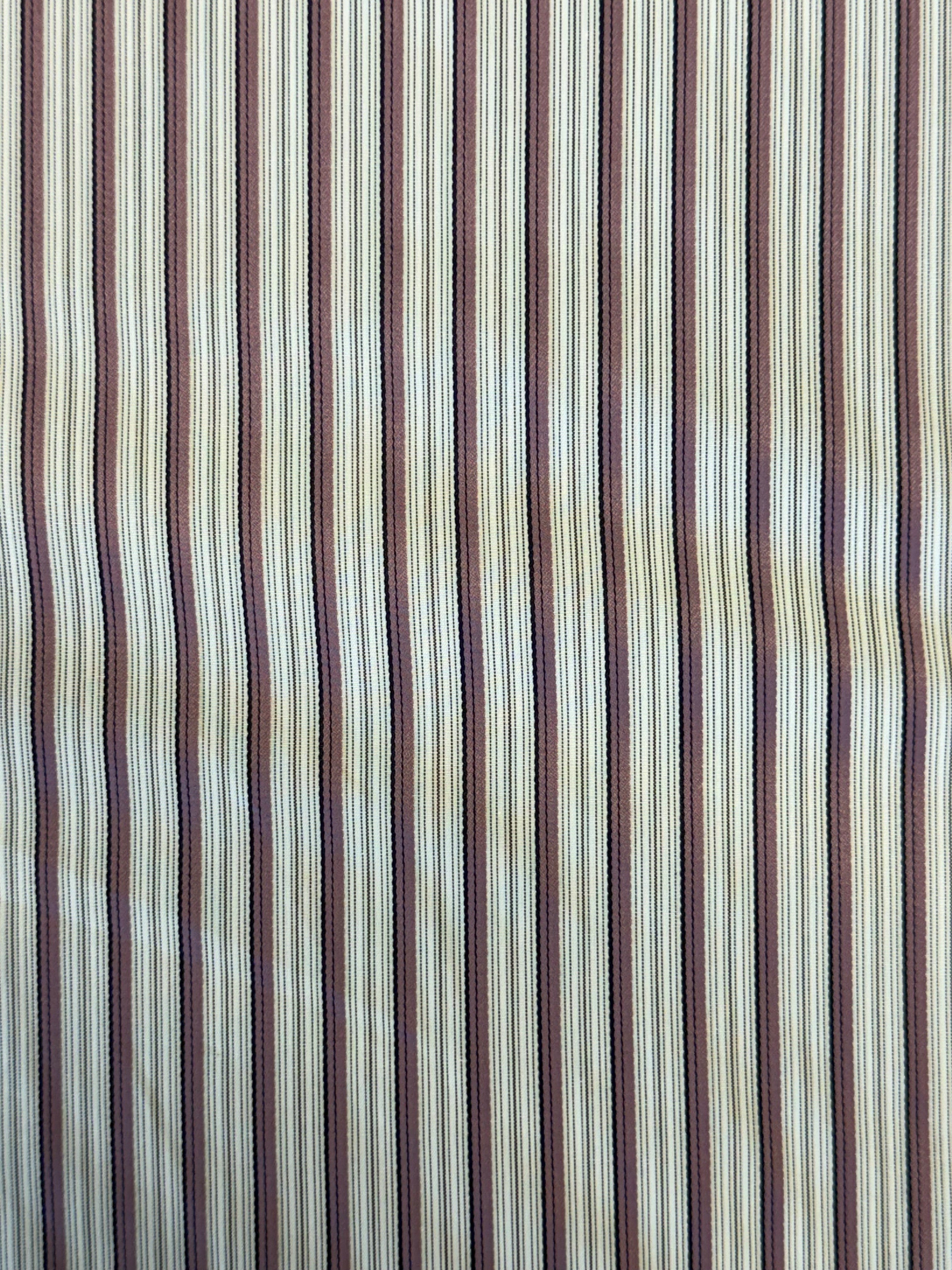 White Cotton Shirting Fabric with Plum & Black Stripes