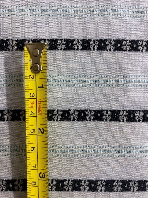 Black & Turquoise Embroidered Stripe on Pale Blue Lightweight