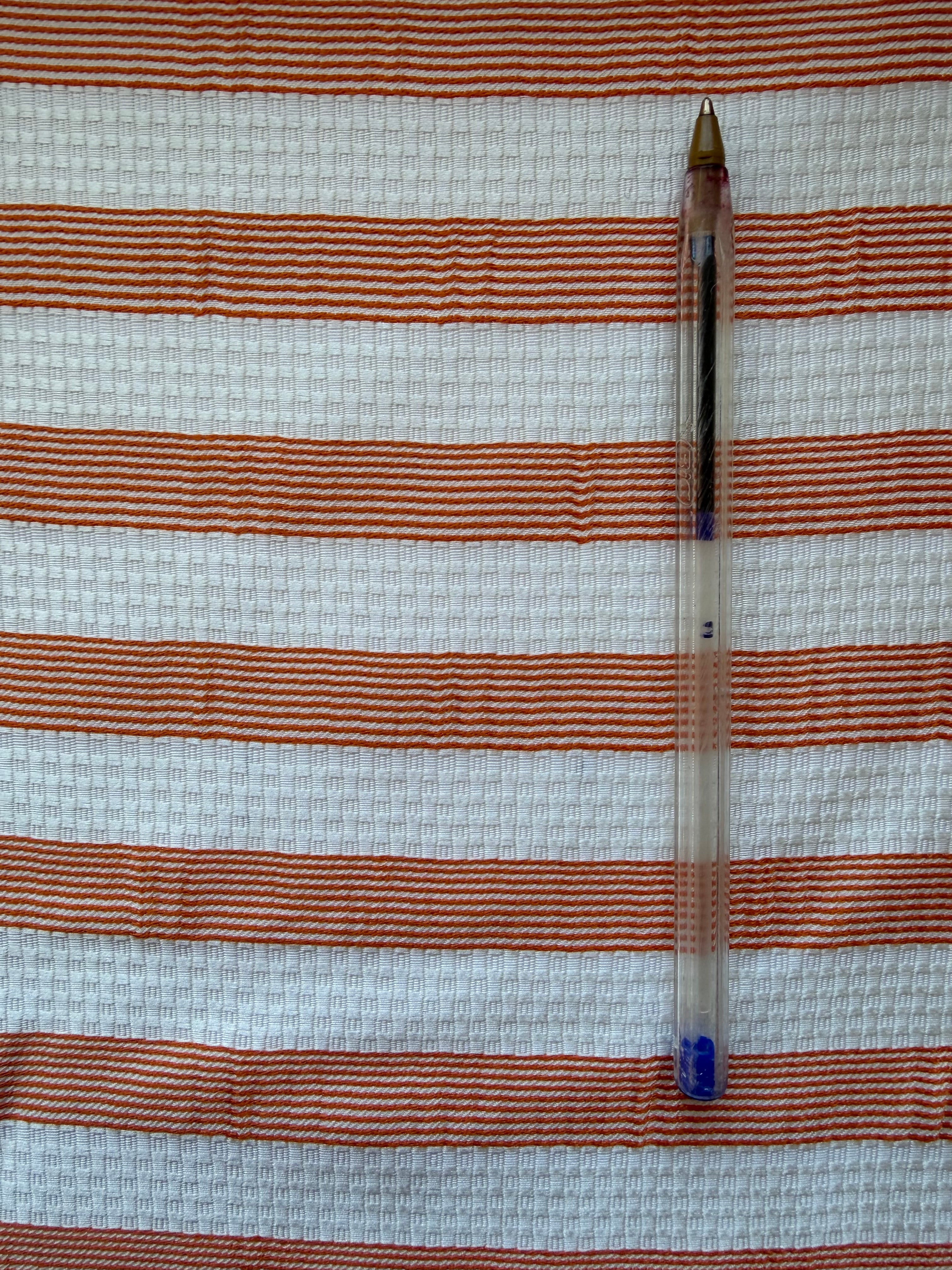 White Textured Fabric with Orange Stripes – 130 cm Wide, German Woven