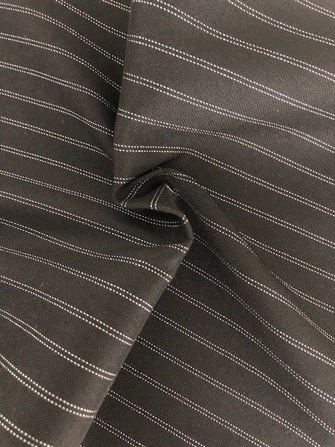 Double Pinstripe On Black With One Way Stretch. Stripes Run Across The Fabric
