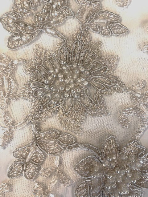 Cappuccino Corded & Beaded Applique