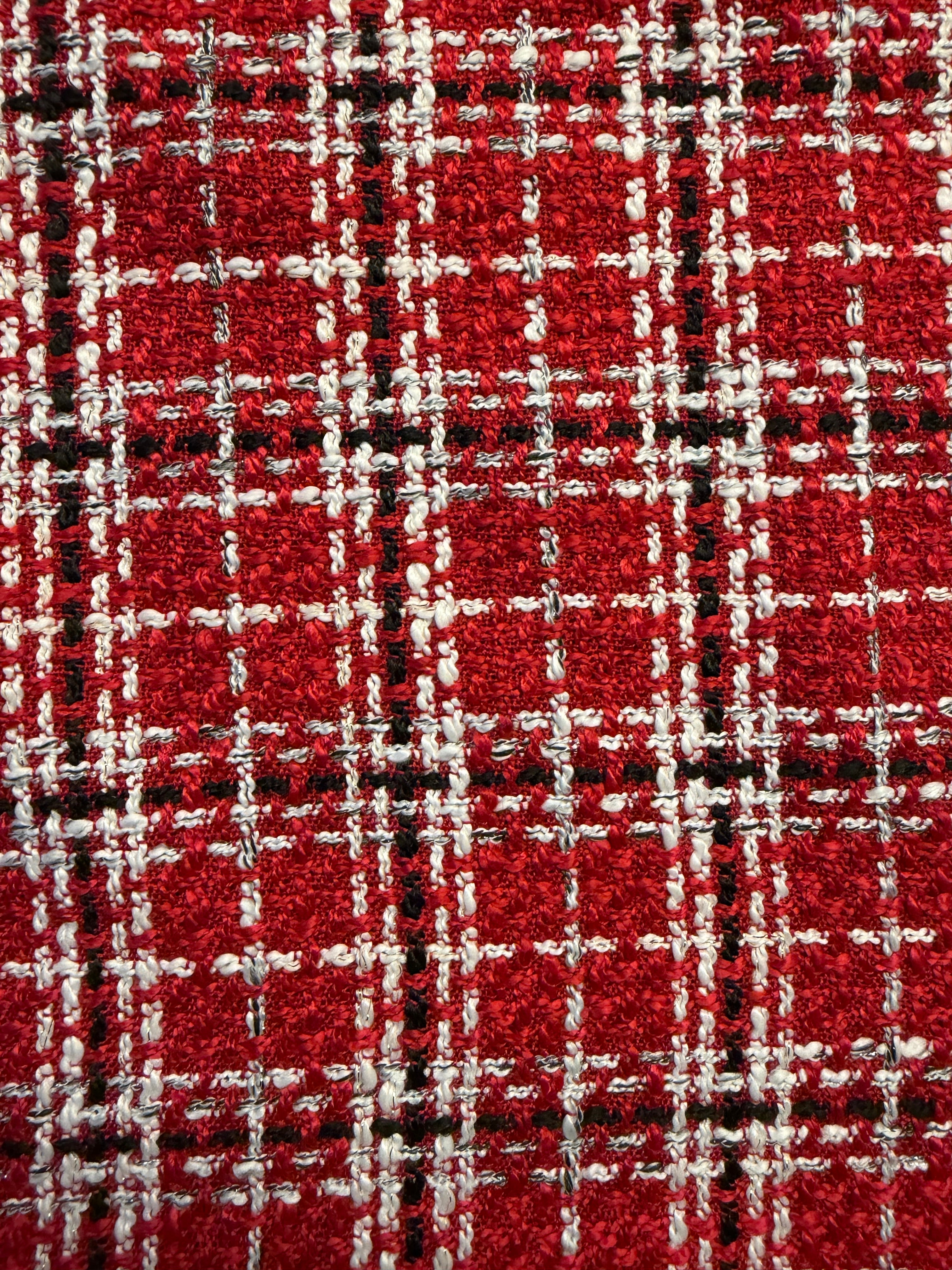 Red Chanel Style Woven Plaid