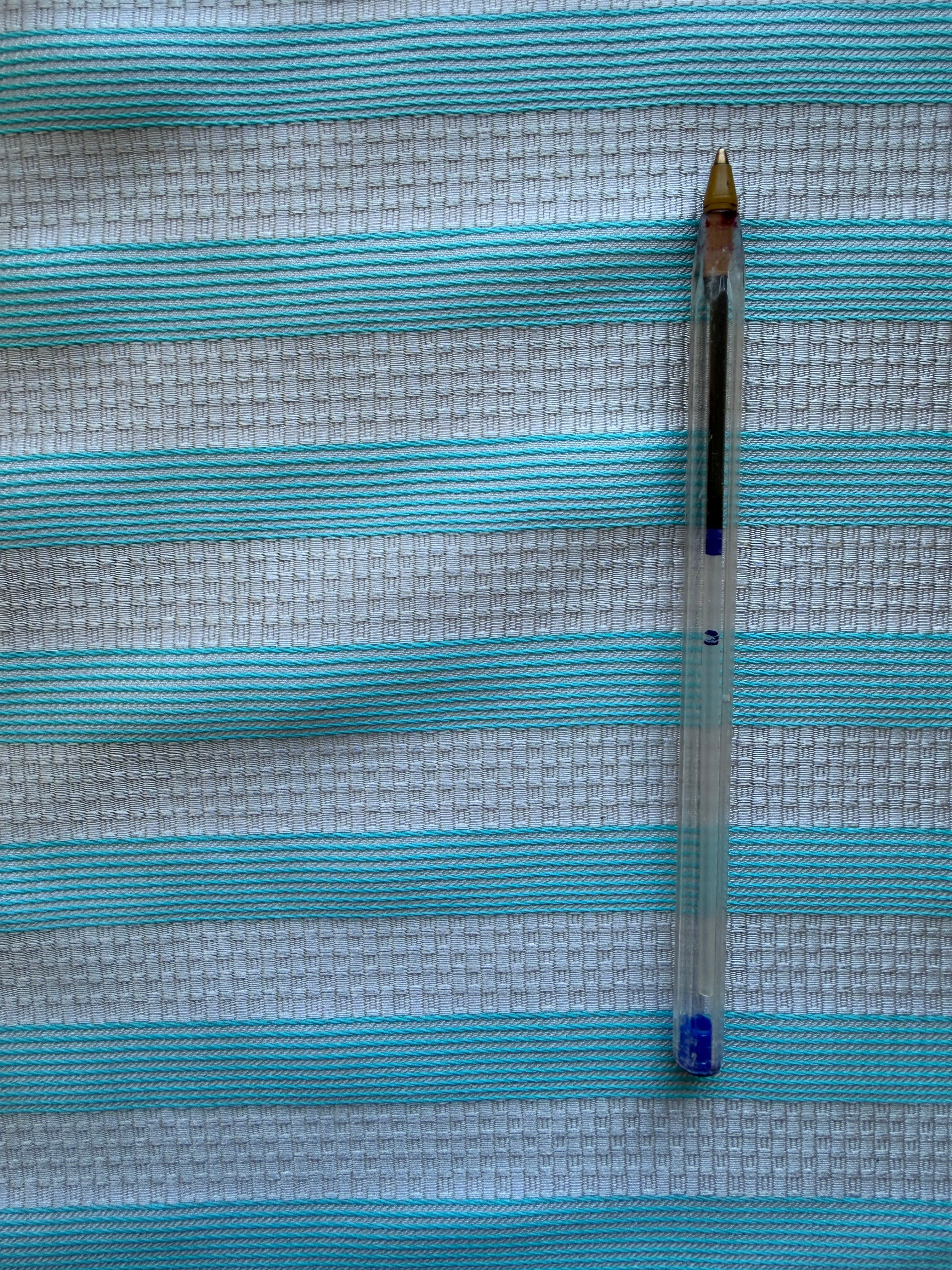 Grey Textured Fabric with Turquoise Stripes – 130 cm Wide, German Woven