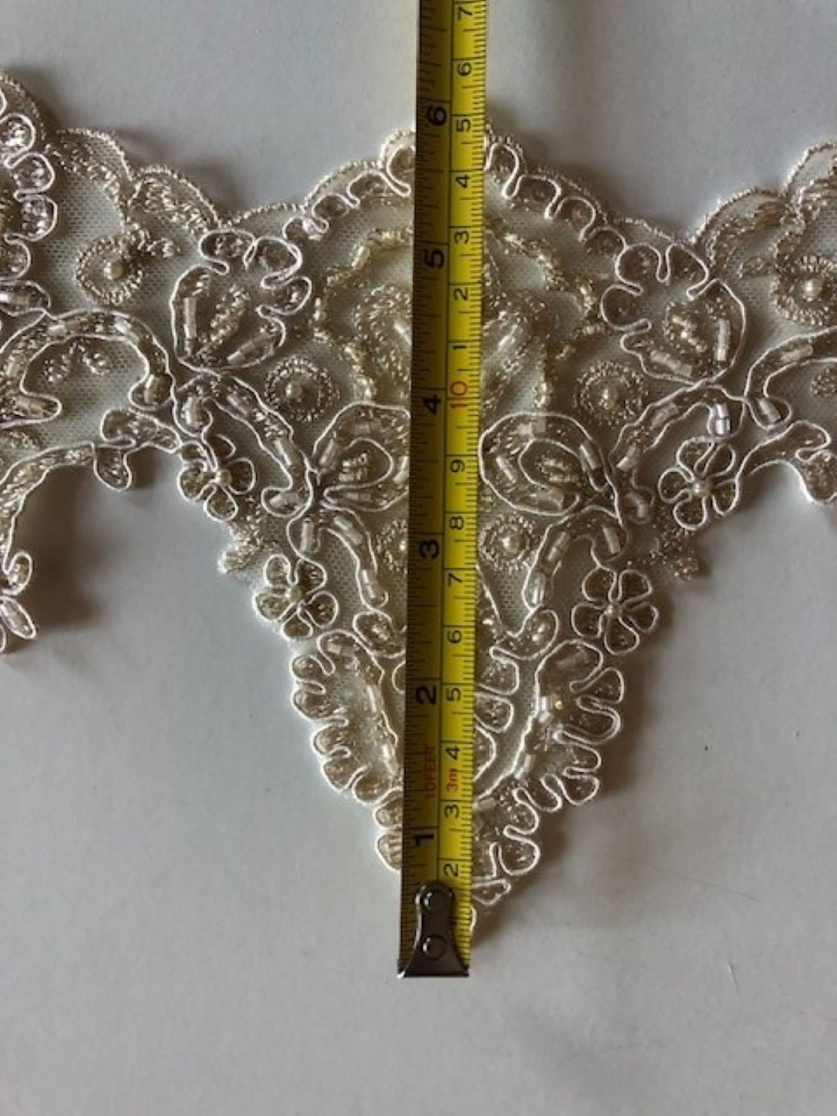 Cappuccino Corded Edging with Pearls & Sequins. Maximum Width 17cm