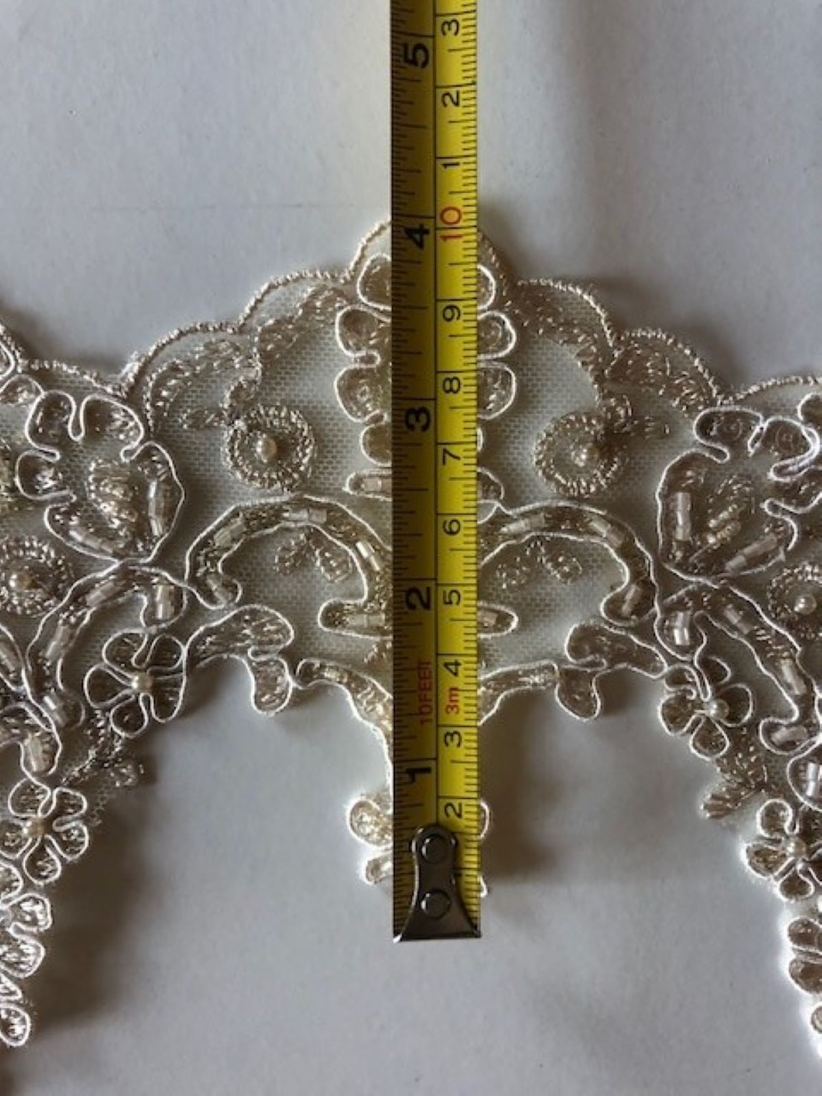 Cappuccino Corded Edging with Pearls & Sequins. Maximum Width 17cm