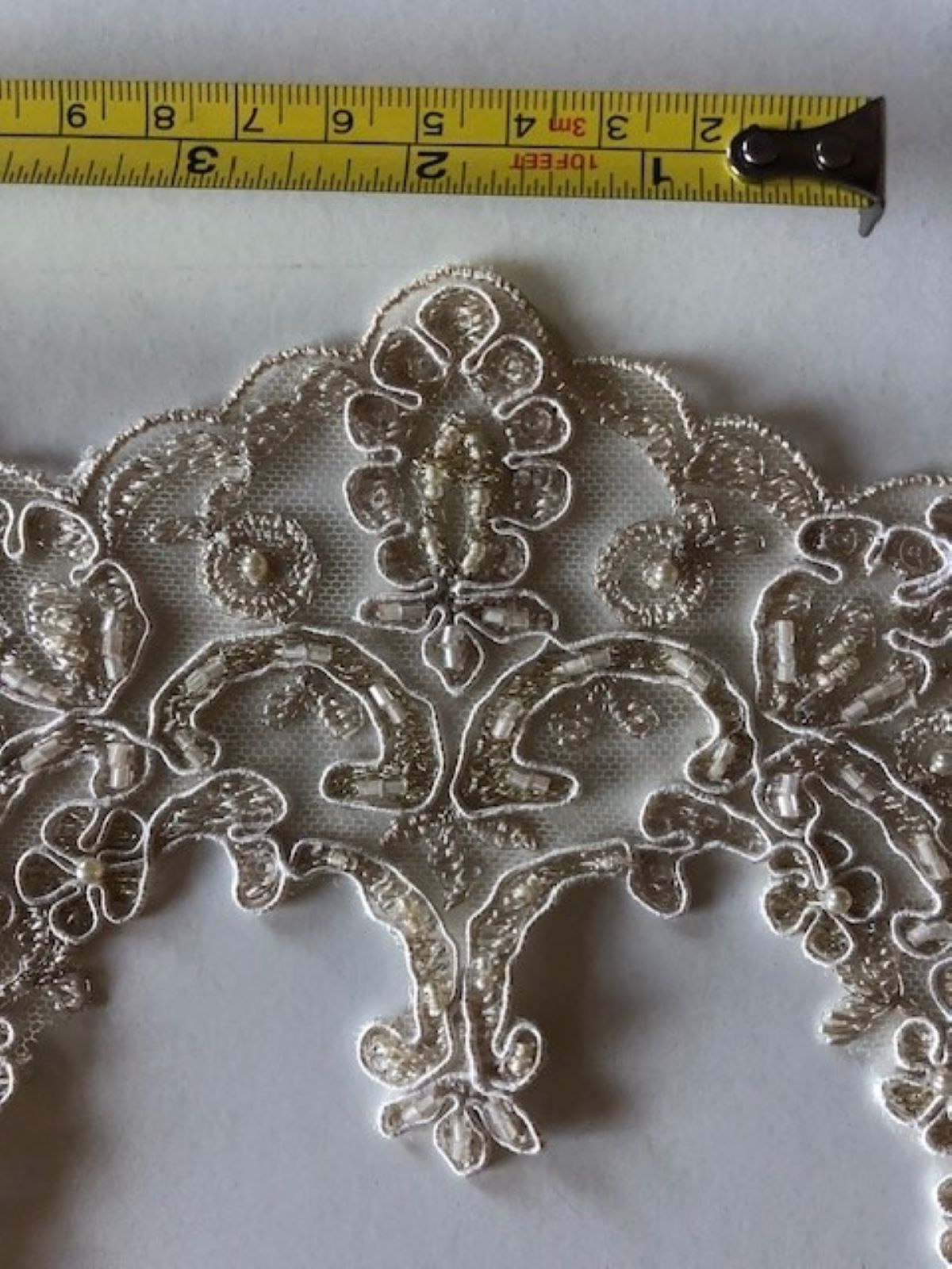 Cappuccino Corded Edging with Pearls & Sequins. Maximum Width 17cm