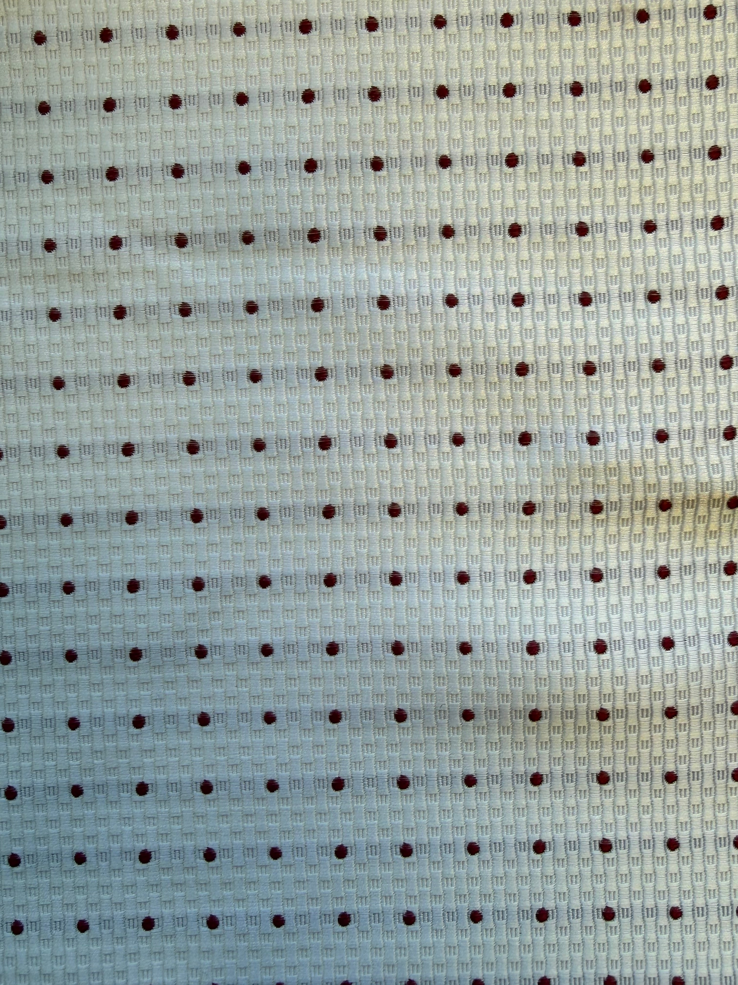White Textured Woven Fabric with Burgundy Spots – 130 cm Wide